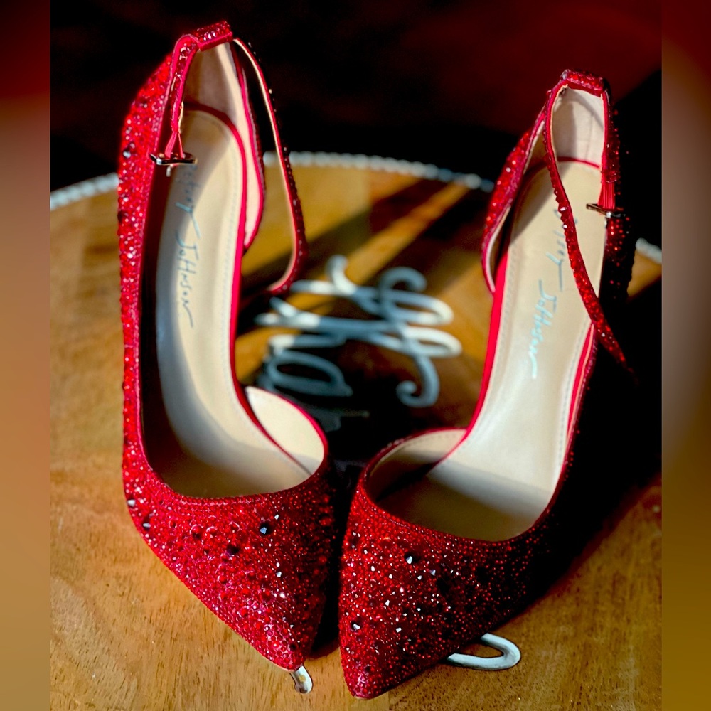 SOLD - Blue by Betsey Johnson Ramsy Rhinestone Ankle Strap Pumps👠